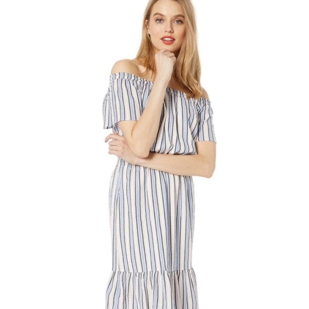 J. Crew Mercantile Off TheShoulder Striped Peasant Dress Size XS NWT - Picture 4 of 16
